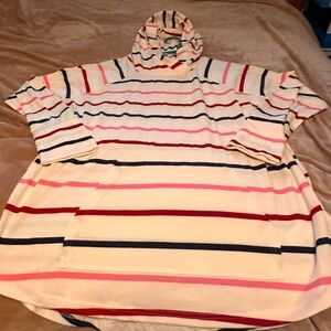 Lularoe Amber Patriotic Stripes hoodie  L Patriotic 4th of July 🇺🇸🇺🇸